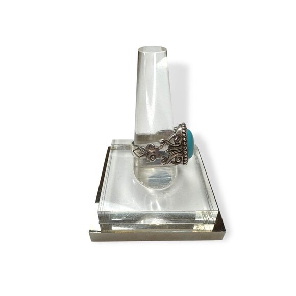 Vintage Avon Sterling Silver Ring Faux Turquoise Size 8.5 - Picture 3 of 8